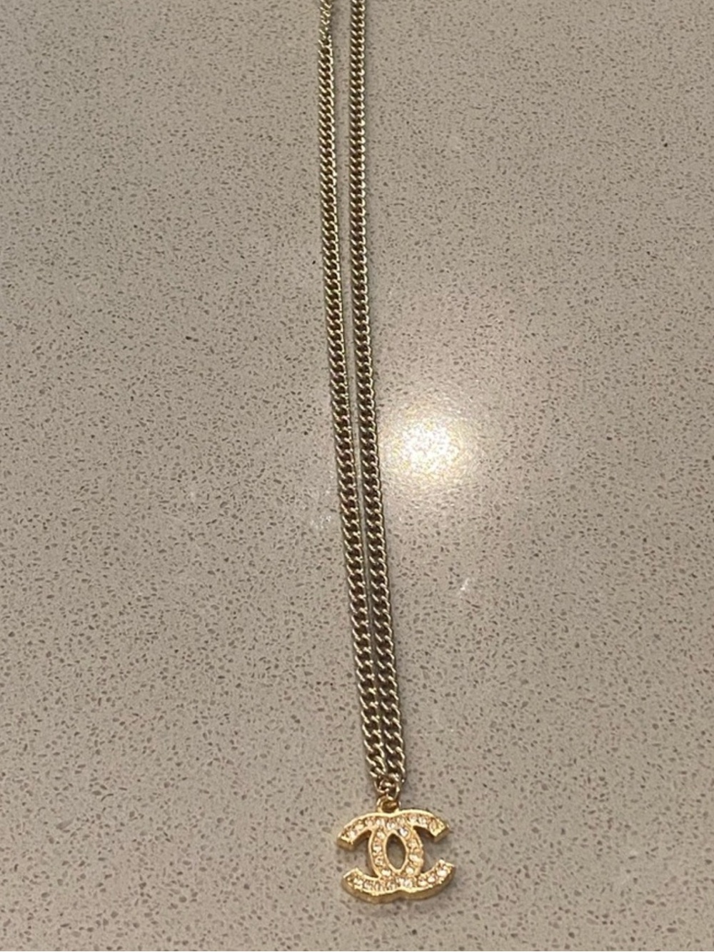 Gold-Tone Interlocking CC Pendant Necklace - Designer Inspired